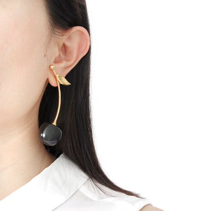 Porcelain Black Cherry Earrings