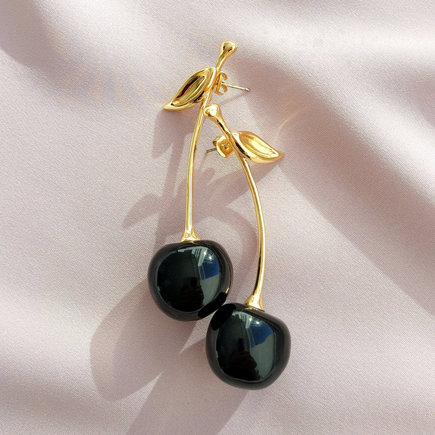 Porcelain Black Cherry Earrings