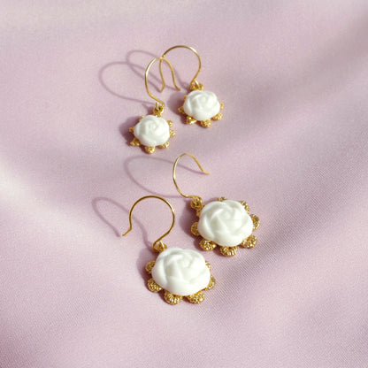 Everyday Porcelain Camellia Flower Charm Earrings