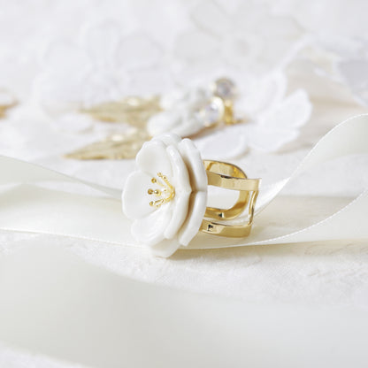 Porcelain Plum Blossom Statement Ring