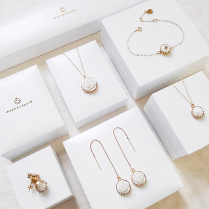 Porcelain Rose With Pearl Gold-Filled Necklace