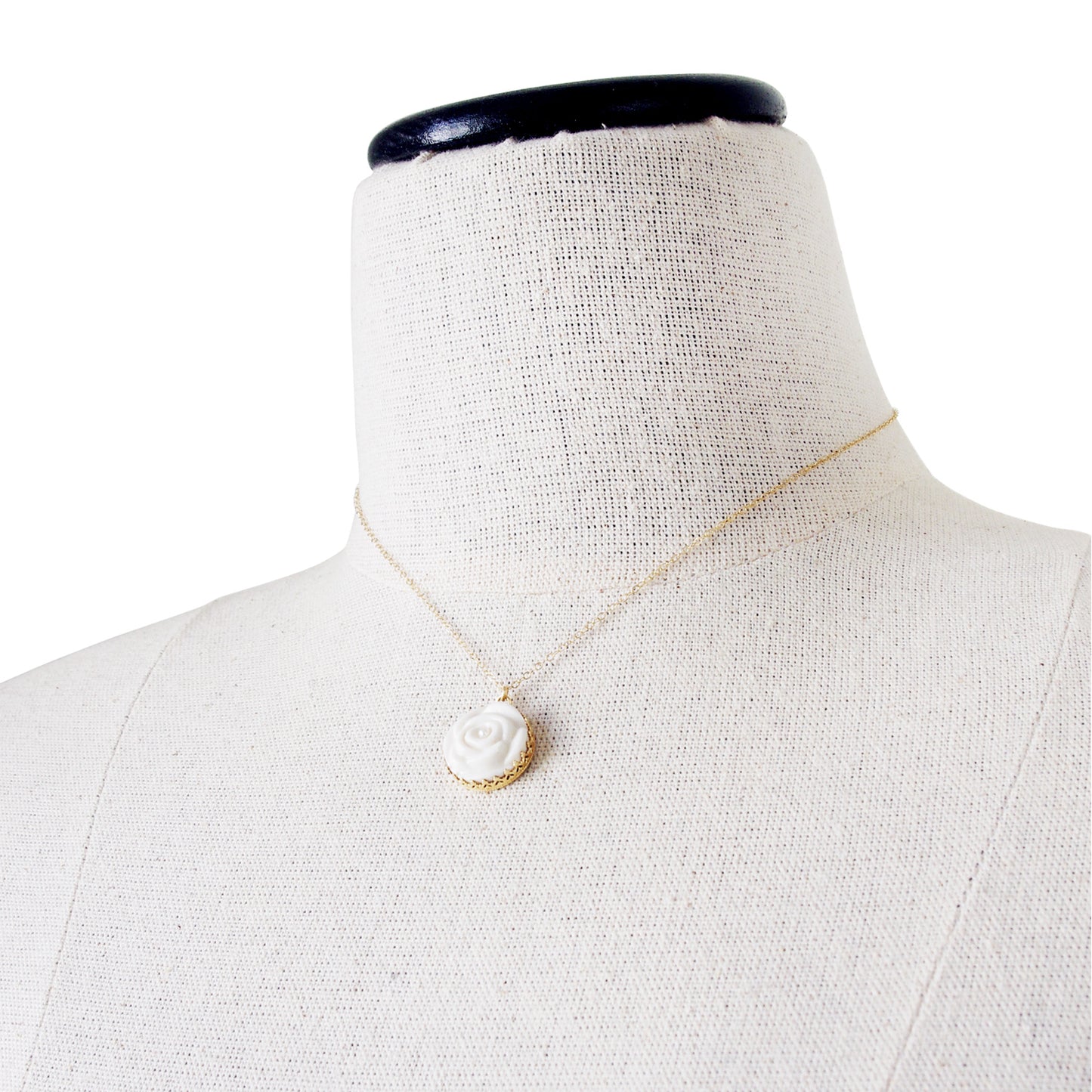 Porcelain Rose With Pearl Gold-Filled Necklace
