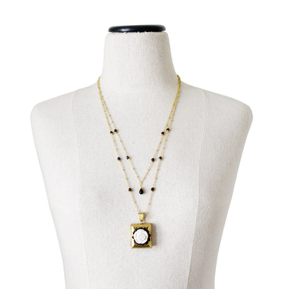 Vintage Style Porcelain Moonlight Rose Locket Necklace
