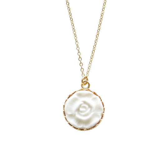 Porcelain Moonlight Rose Gold-Filled Pendant Necklace