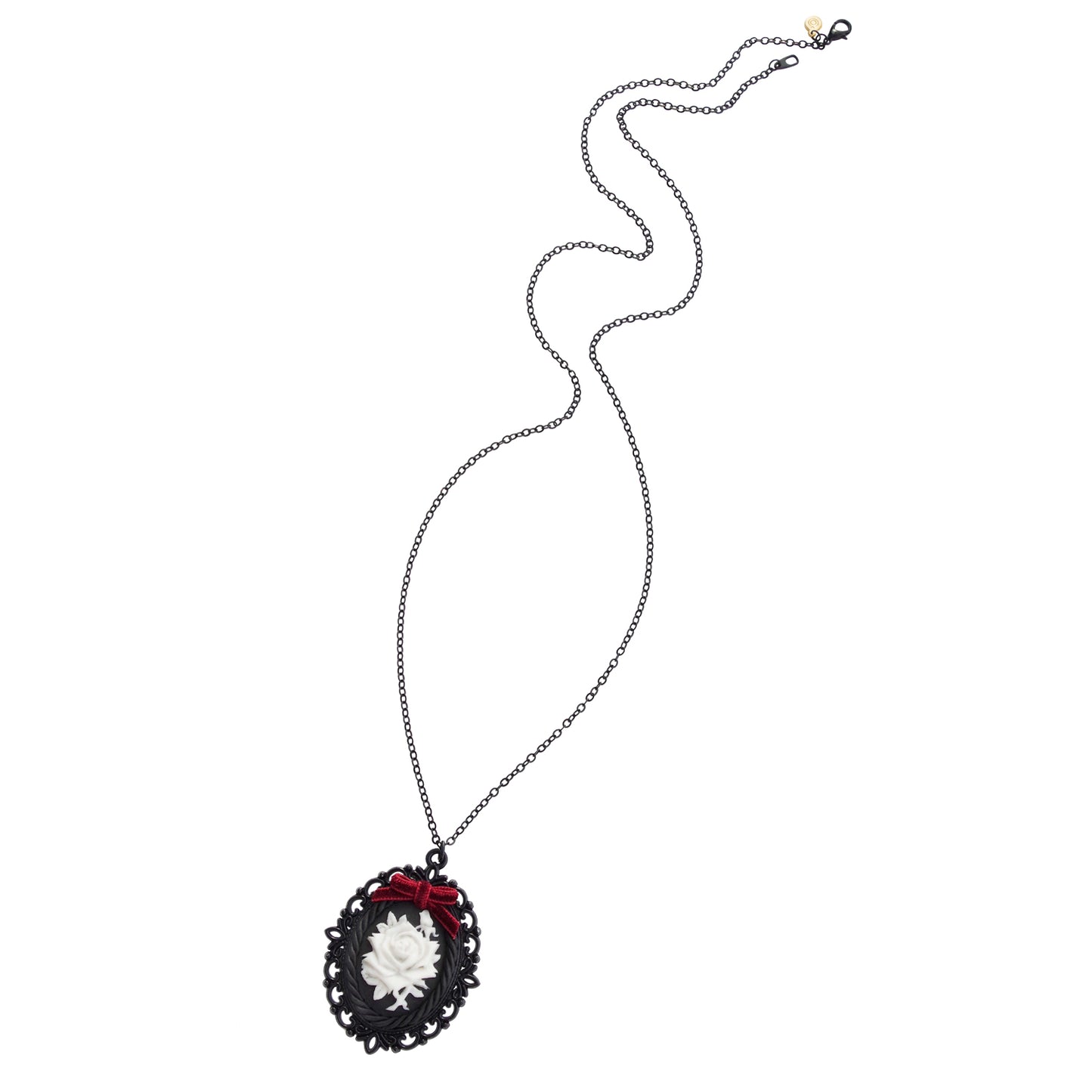 Dark Romance Porcelain Rose Cameo Necklace
