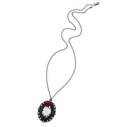 Dark Romance Porcelain Rose Cameo Necklace