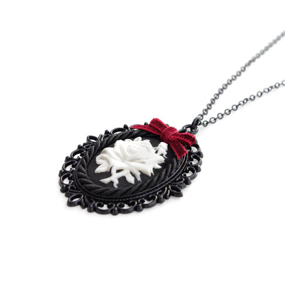 Dark Romance Porcelain Rose Cameo Necklace