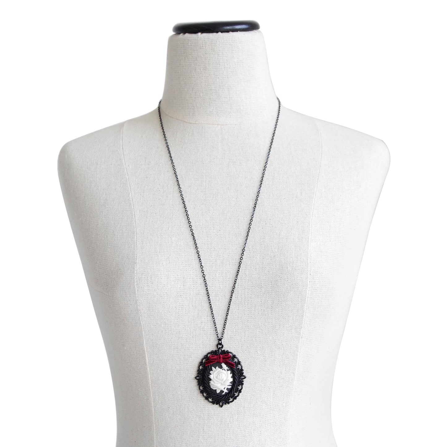 Dark Romance Porcelain Rose Cameo Necklace