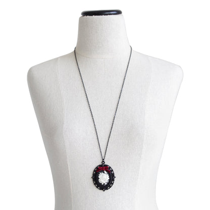 Dark Romance Porcelain Rose Cameo Necklace