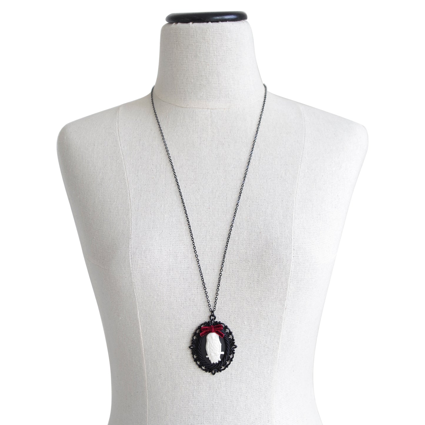 Dark Romance Porcelain Owl Cameo Necklace