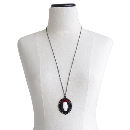 Dark Romance Porcelain Owl Cameo Necklace