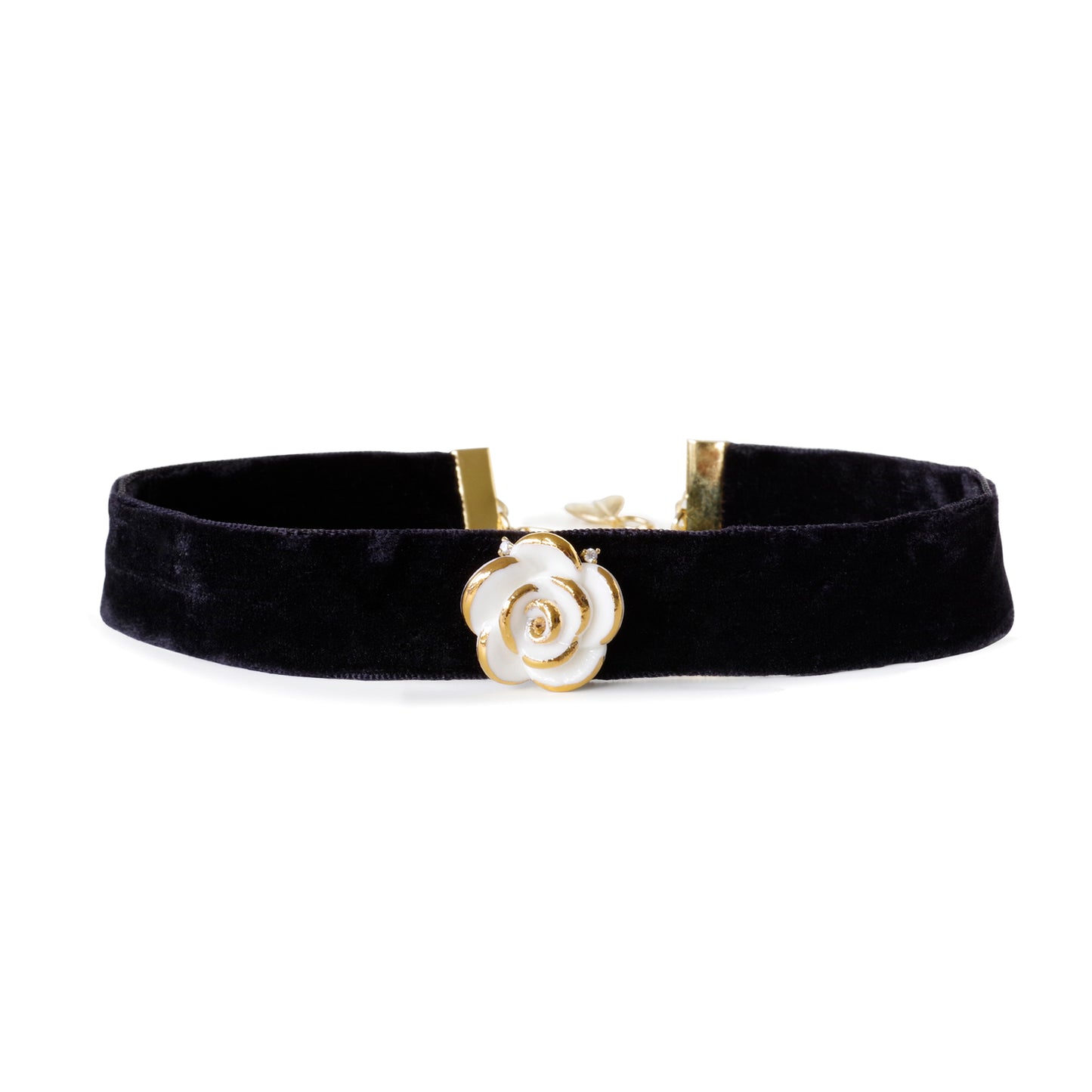 Golden White Cloud Rose Red Velvet Choker