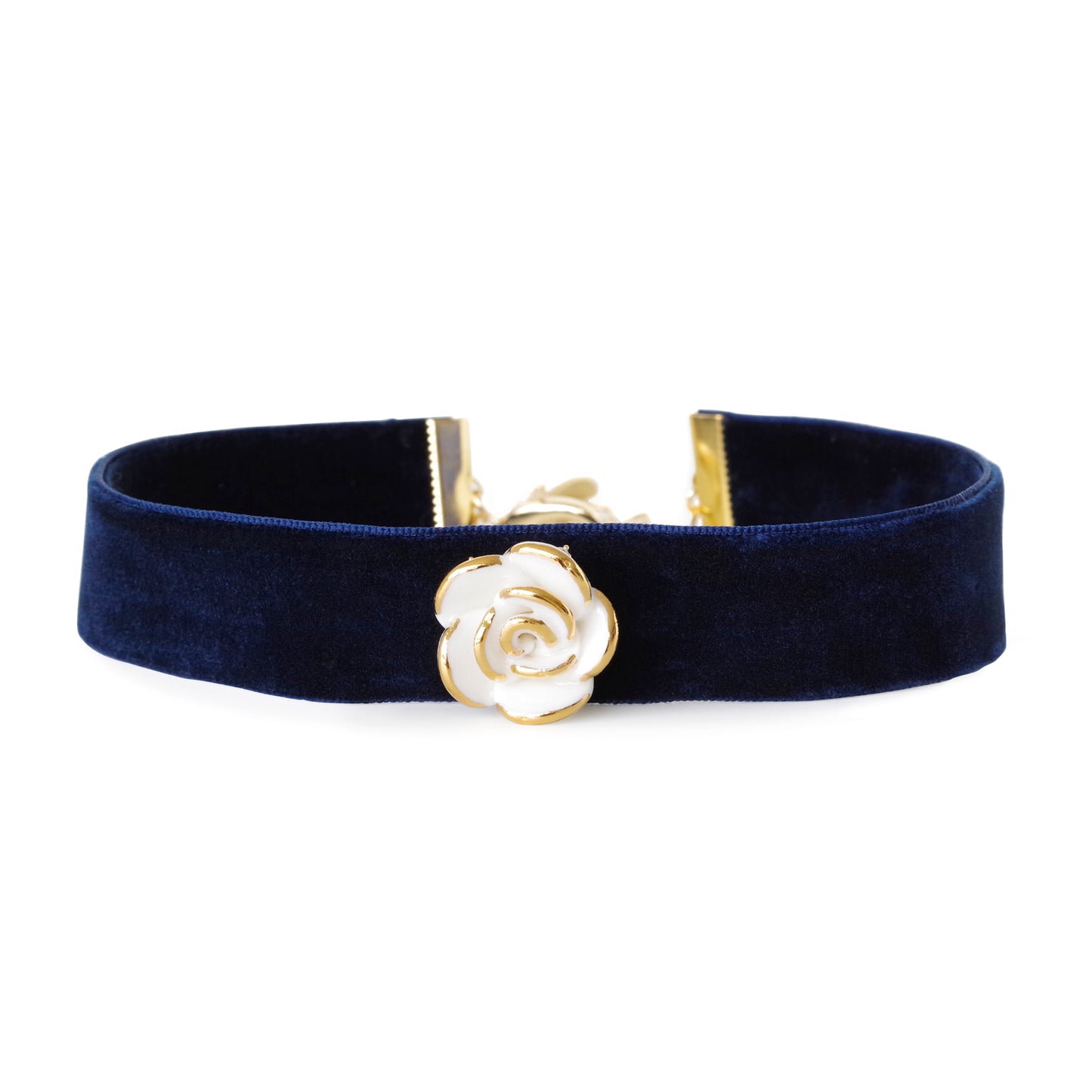 Golden White Cloud Rose Red Velvet Choker
