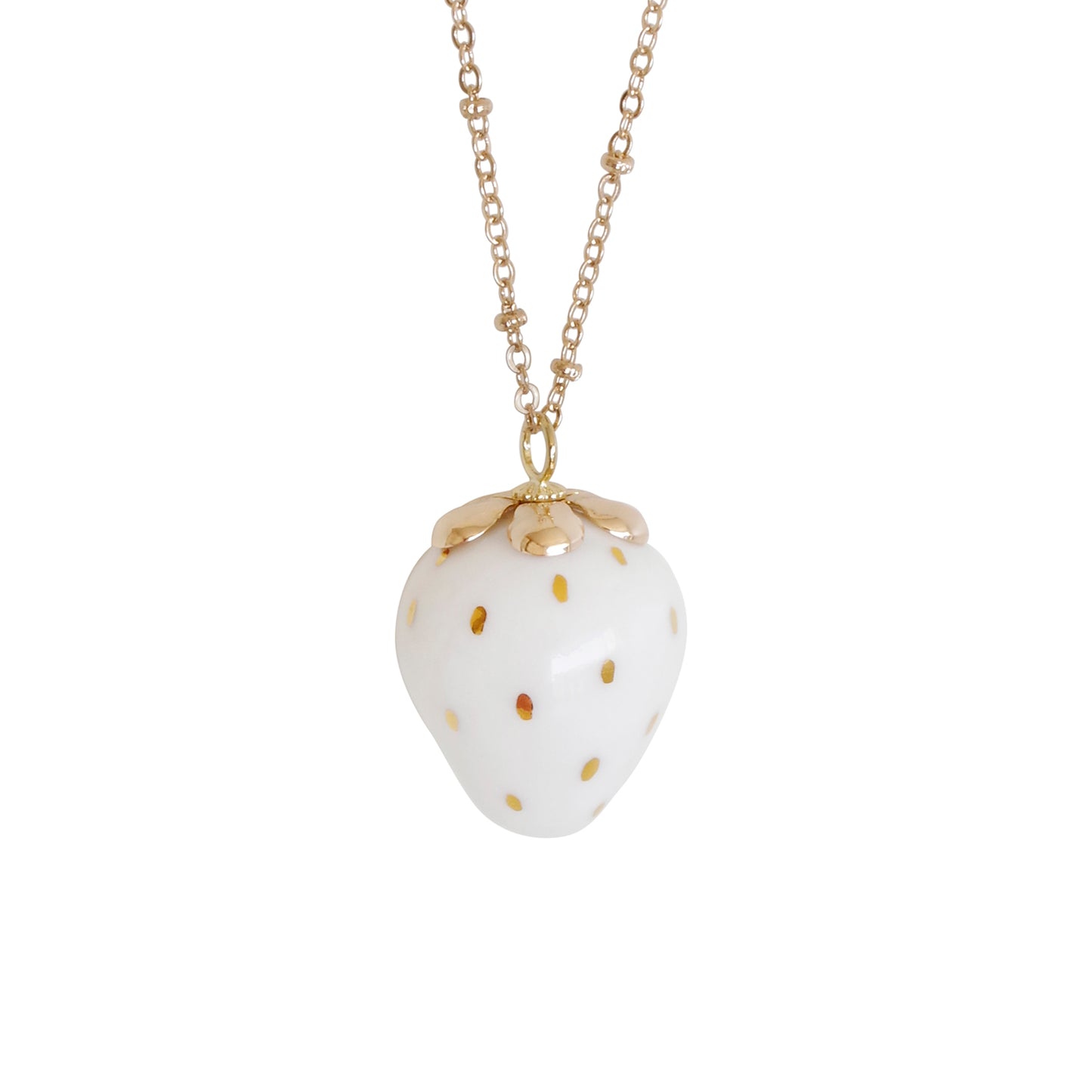 Golden Black Porcelain Strawberry Necklace