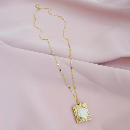 Porcelain Camellia Book Locket Necklace