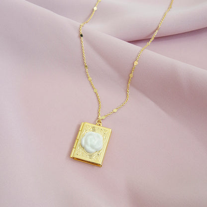 Porcelain Camellia Book Locket Necklace