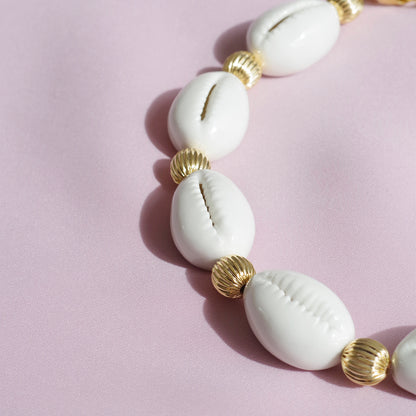 Porcelain Cowrie Shell Collar Necklace