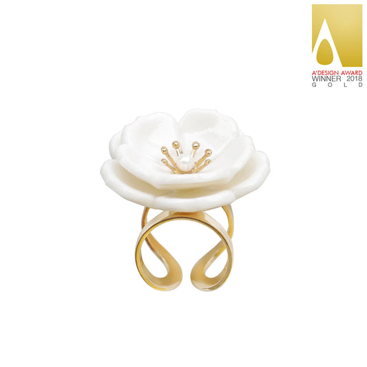 Porcelain Plum Blossom Statement Ring