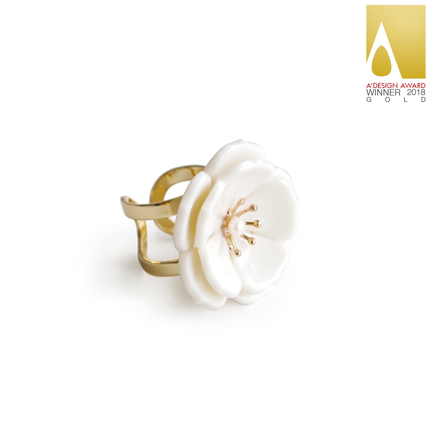 Porcelain Plum Blossom Statement Ring