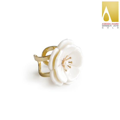 Porcelain Plum Blossom Statement Ring
